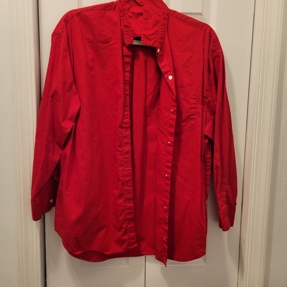 Old Navy Red Cotton Poplin Button Down Shirt